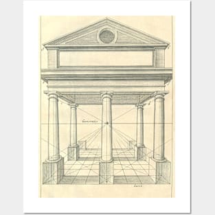 Vintage Architecture, Roman Portico with Columns by Henricus Hondius Posters and Art